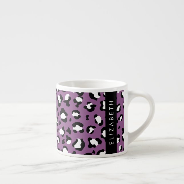 Tasse Expresso Motif léopard, Spots, Leopard pourpre, Votre Nom (Droite)
