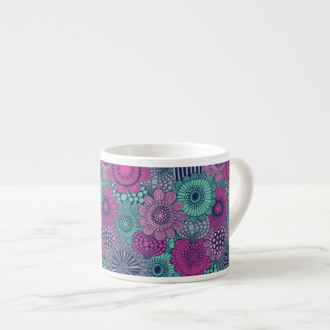 Tasse Expresso Motif lumineux élégant des fleurs magnifiques (Devant droit)