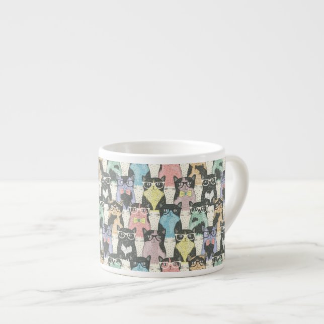Tasse Expresso Motif mignon de chats de hippie (Devant droit)