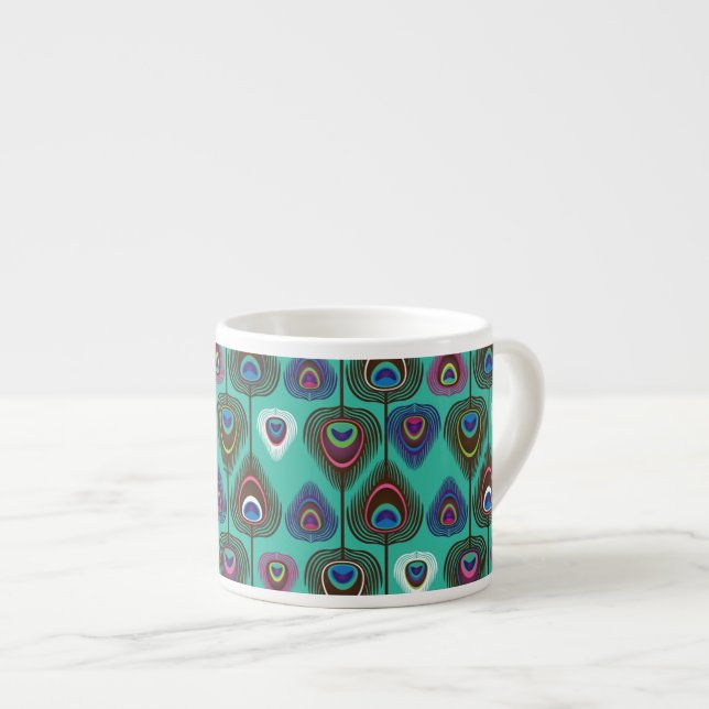 Tasse Expresso motif mignon de plume de paon (Devant droit)