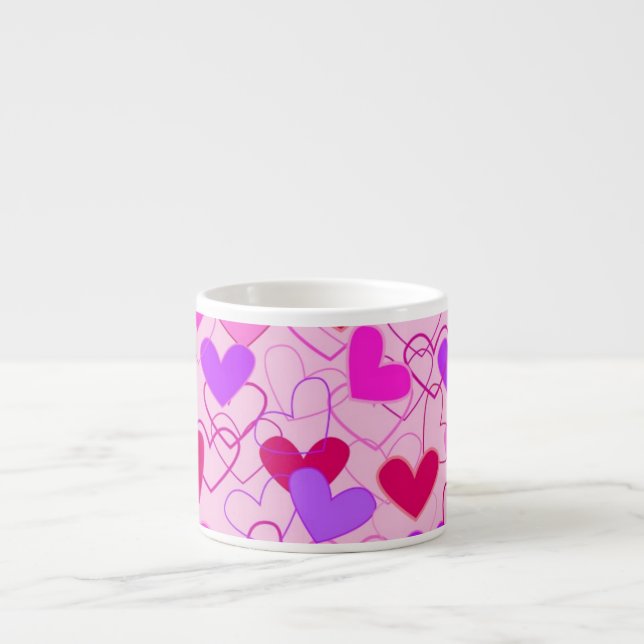Tasse Expresso Motif mignon fille rose pourpre et coeur rouge (Devant)