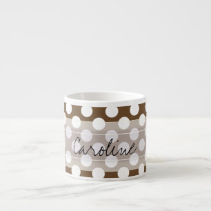 Tasse Expresso Motif Monogramme Brown White Fun Polka Dot