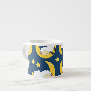 Tasse Expresso Motif mouton, Mouton couché, Lune, Étoiles