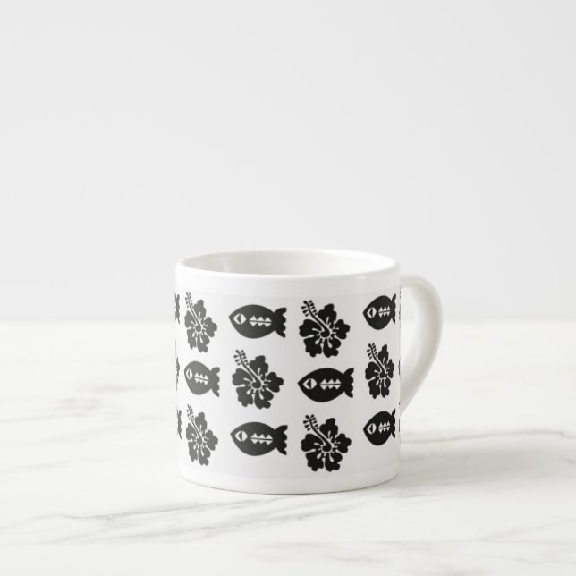 Tasse Expresso Motif noir et blanc Retro Tiki (Devant droit)