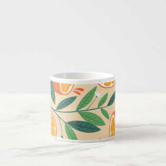 Tasse Expresso Motif orange sans couture, art vintage abstrait.