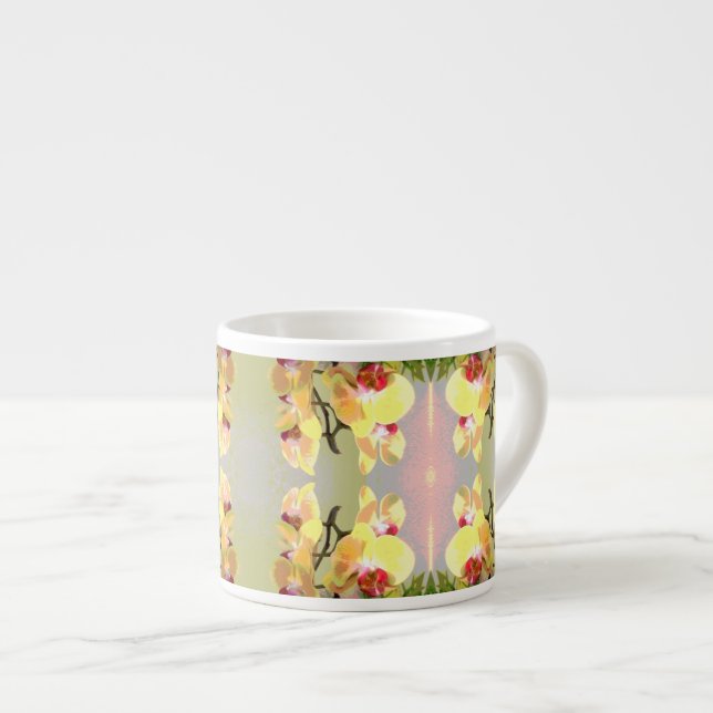 Tasse Expresso Motif Orchidées Jaunes (Devant droit)