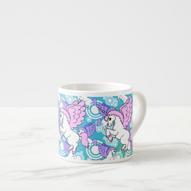 Tasse Expresso Motif pourpre et rose de licorne (Devant droit)