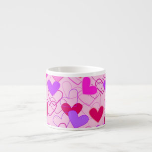 Tasse Expresso Motif pourpre et rouge rose Girly mignon de coeurs