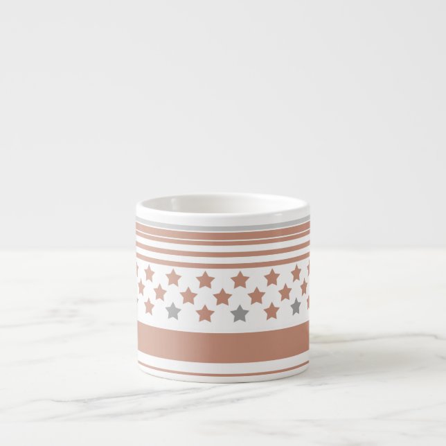 Tasse Expresso Motif rayé marron avec étoiles (Devant)