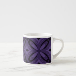 Tasse Expresso Motif Rétro de Couleur Violet Foncé