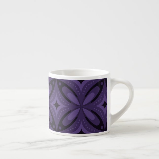 Tasse Expresso Motif Rétro de Couleur Violet Foncé (Droite)