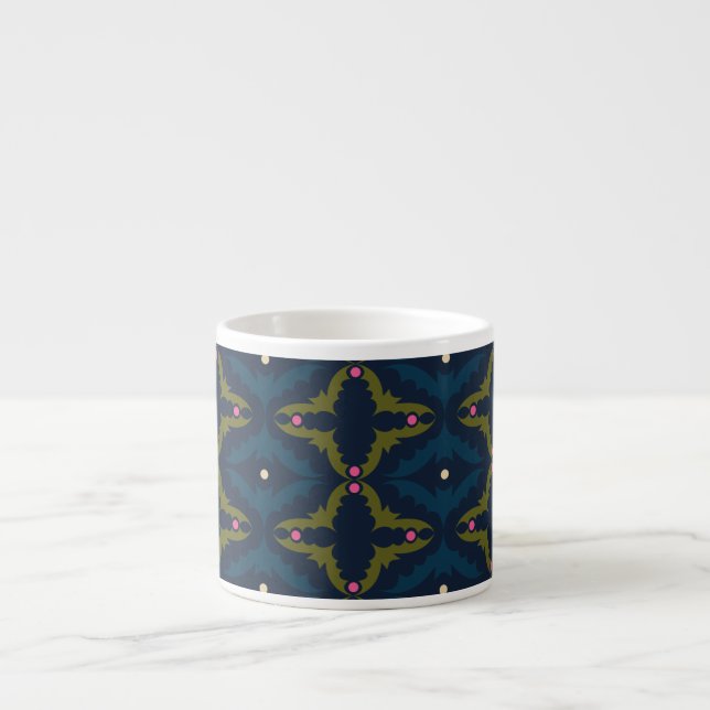 Tasse Expresso Motif Rétro Vintage Deep Blue (Devant)