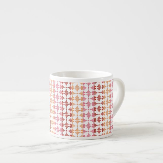 Tasse Expresso Motif rouge géométrique de rayures d'ikat (Devant droit)