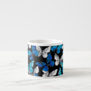 Tasse Expresso Motif sans couleur foncée avec papillons bleus Mor