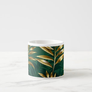Tasse Expresso Motif sans couture avec des fougères dorées