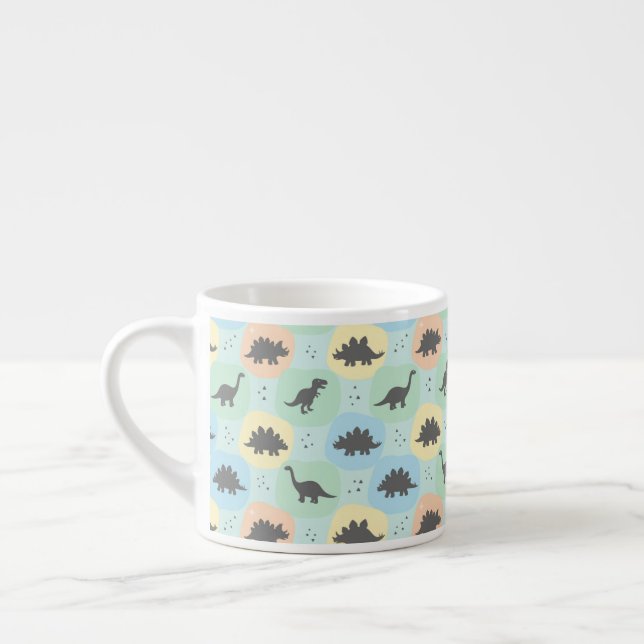 Tasse Expresso Motif sans couture de silhouette de dinosaure préh (Gauche)