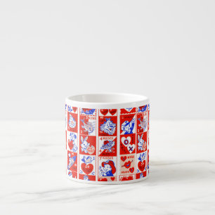 Tasse Expresso Motif timbre de la Saint-Valentin vintage des anné