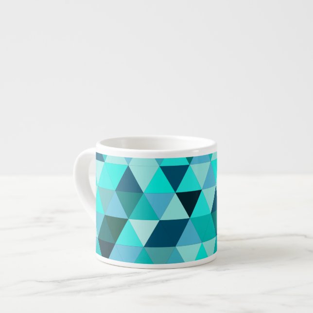 Tasse Expresso Motif Triangles Turquoise moderne (Devant gauche)