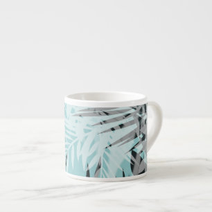 Tasse Expresso Motif tropical noir bleu clair