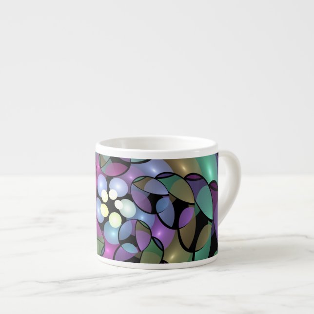 Tasse Expresso Mouvements colorés Abstrait Trippy Fractal Art (Devant droit)