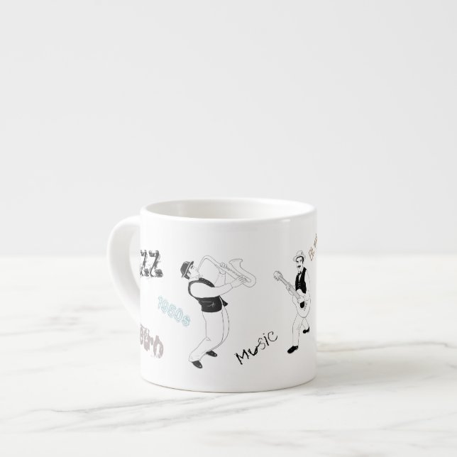 Tasse Expresso Musiciens de jazz Musique rétro Blues ART Vintage (Devant gauche)