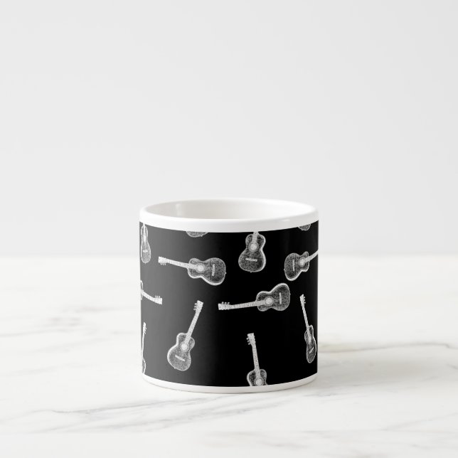 Tasse Expresso Musique noire et blanche de conception de guitares (Devant)