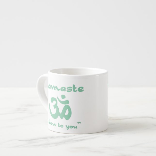 Tasse Expresso Namaste - Je m'incline devant toi (en vert) (Devant gauche)