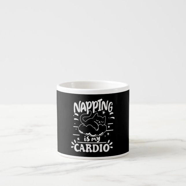 Tasse Expresso Napping Est Mon Cardio Simple Drôle Design Chat (Devant)