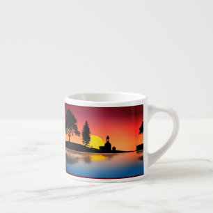 Tasse Expresso Nature Lake Trees Couple Silhouette Artwork