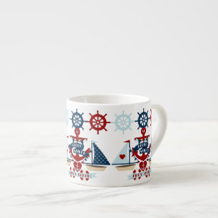 Tasse Expresso Nautical Hello marin Ancre Voilier Conception de b