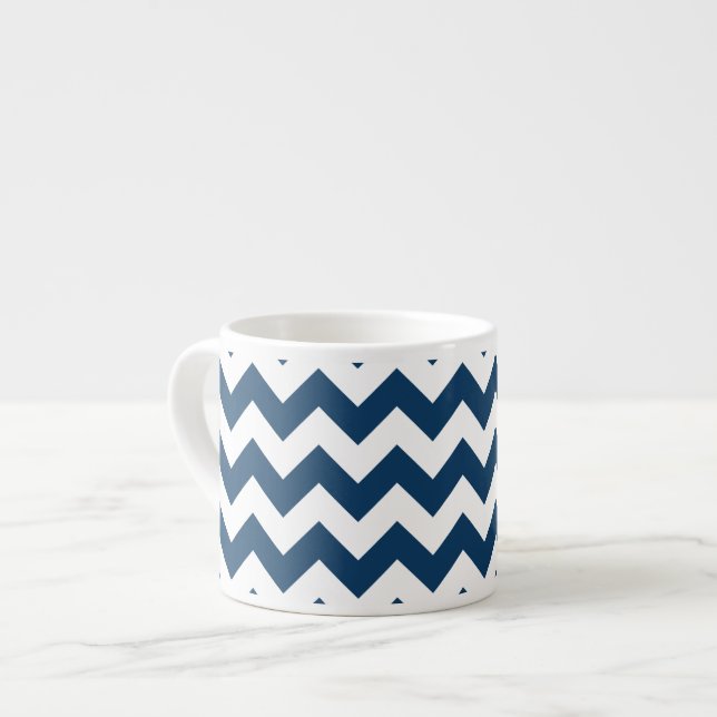 Tasse Expresso Navy Zigzag, Navy Chevron, Motif géométrique (Devant gauche)