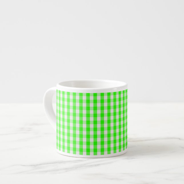 Tasse Expresso Neon Green En vichy Motif par Shirley Taylor (Devant gauche)