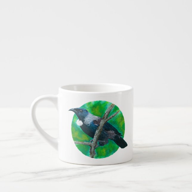 Tasse Expresso New Zealand Tui - Peinture en acrylique (Gauche)