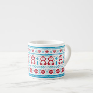 Tasse Expresso Noël et l'hiver ont tricoté le motif