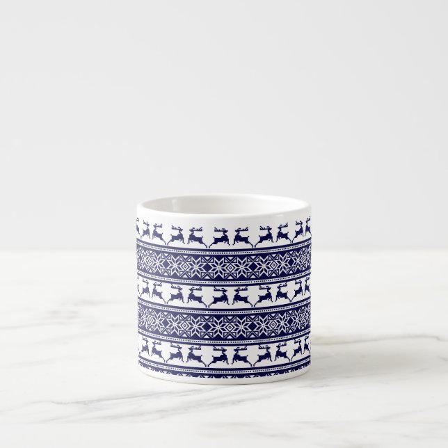 Tasse Expresso Noël, le bleu et le blanc scandinave (Devant)