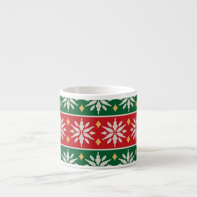 Tasse Expresso Noël Nordique Tricoté (Devant)