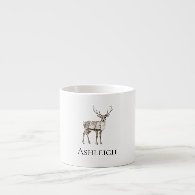 Tasse Expresso Noël Rustique Nom du cerf (Devant)