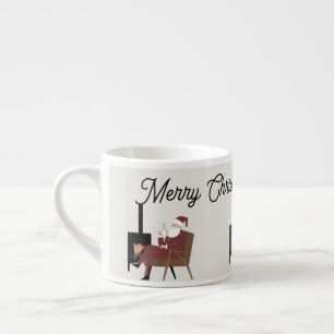 Tasse Expresso Noël Traditionnel Père Noël devant la Cheminée