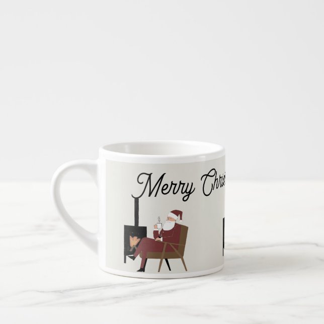 Tasse Expresso Noël Traditionnel Père Noël devant la Cheminée  (Gauche)