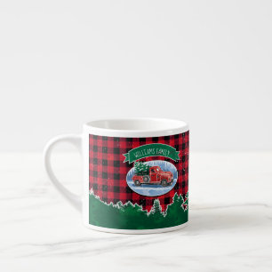 Tasse Expresso Noël Vintage Camion Rouge Buffalo Plaid Ajouter No