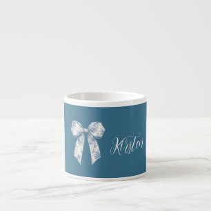 Tasse Expresso Nœud Floral Bleu Blanc