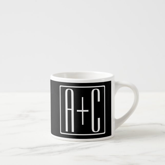 Tasse Expresso Noir & Blanc | Initiales de couple (Droite)