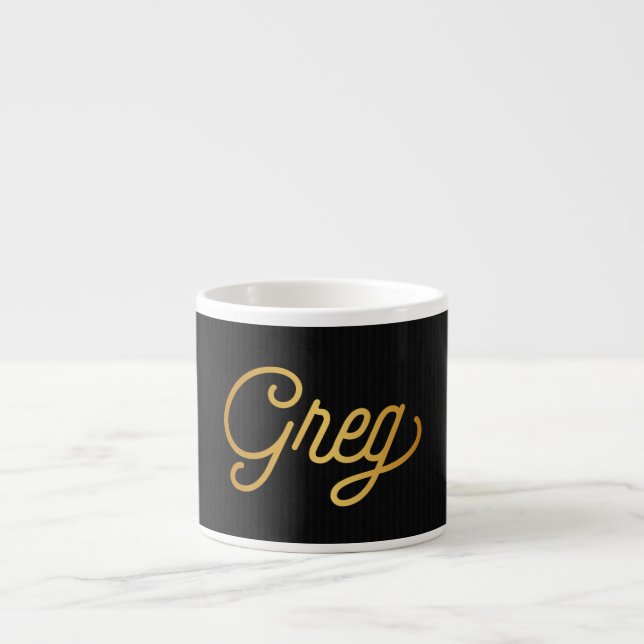 Tasse Expresso Noir élégant personnalisé d'or de Greg de (Devant)