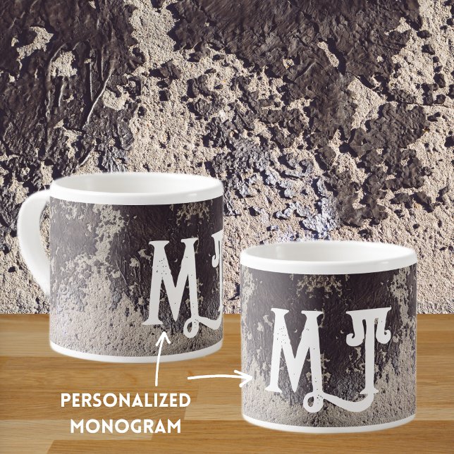 Tasse Expresso noir et blanc Abstrait (paroi fissurée) (Créateur téléchargé)