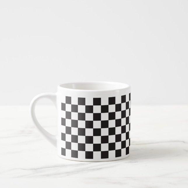 Tasse Expresso Noir Et Blanc Classique Rétro À damiers Motif (Gauche)
