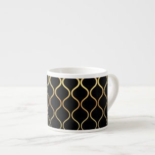 Tasse Expresso Noir, or, cool, tendance, design abstrait rétro