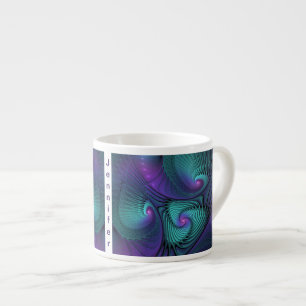 Tasse Expresso Nom d'art fractal abstrait violet rencontre turquo
