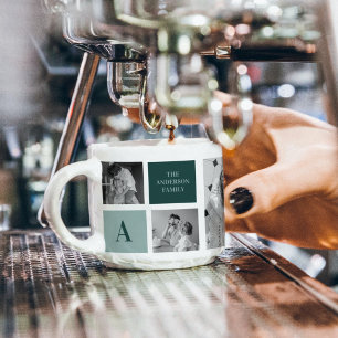 Tasse Expresso Nom de famille personnalisé Collage Cadeau photo