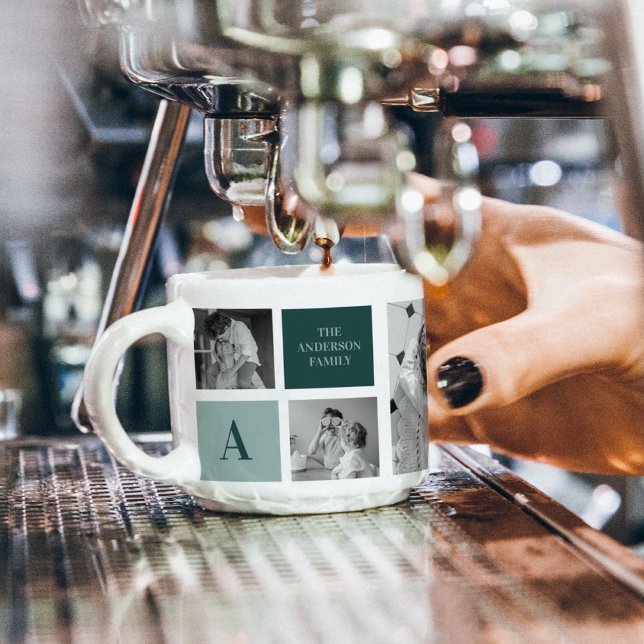 Tasse Expresso Nom de famille personnalisé Collage Cadeau photo (Créateur téléchargé)