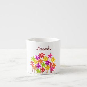 Tasse Expresso Nom du dessin de fleur simple rose jaune orange